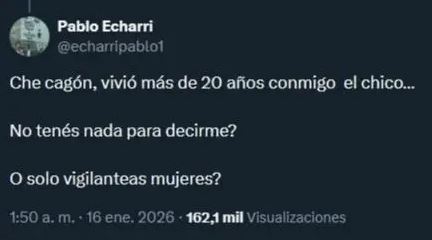 Pablo Echarri durante una aparición pública, con gesto serio, en medio del cruce con Eduardo Feinmann.