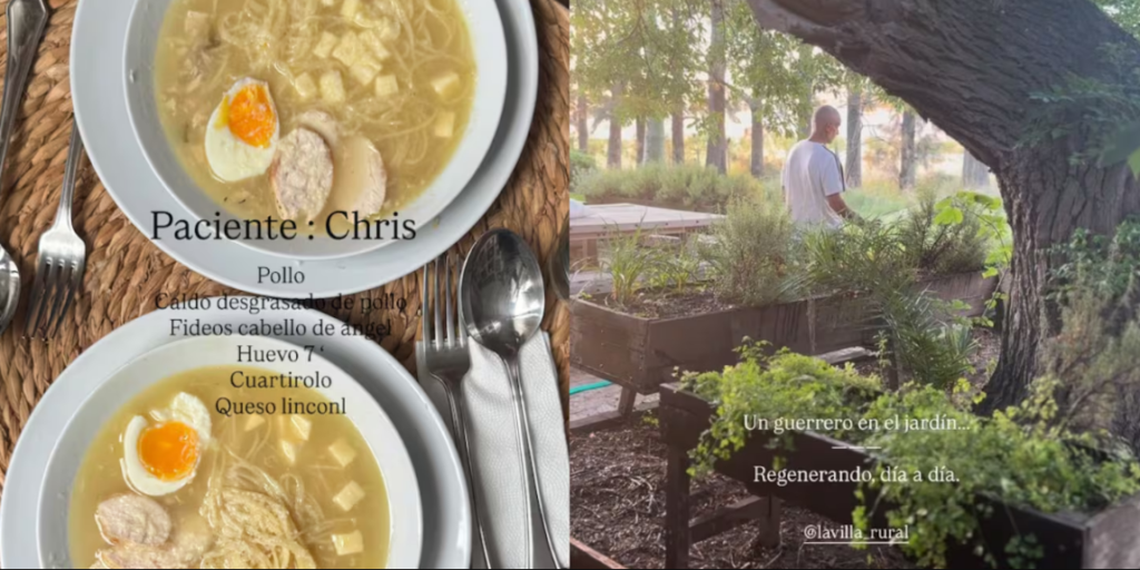 Christian Petersen en el jardín de su casa durante su recuperación