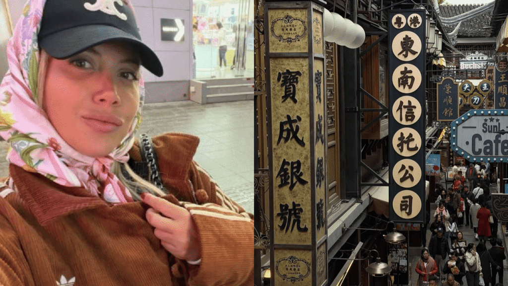 Wanda Nara dejó Maldivas y llegó a China con un look que generó debate