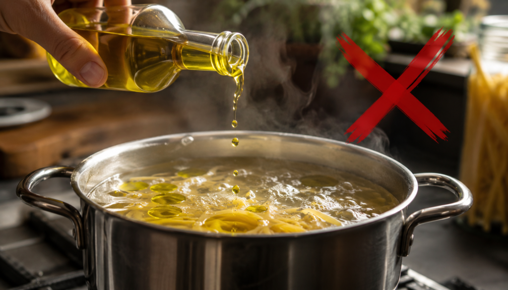 Por qué jamás deberías ponerle aceite al agua de los fideos