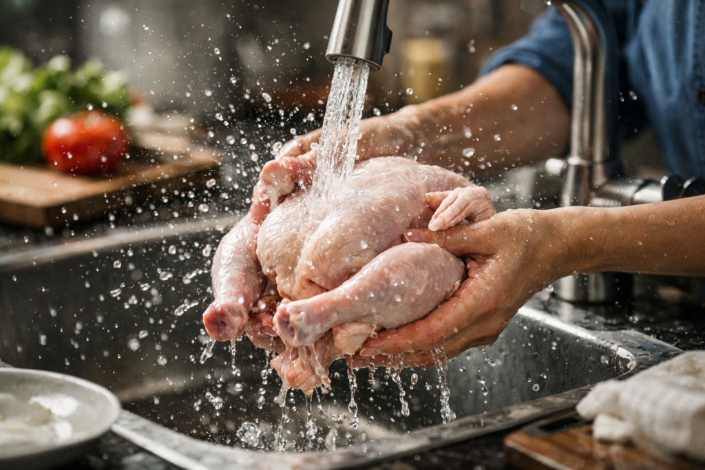 Creés que limpiás el pollo, pero llenás la cocina de bacterias