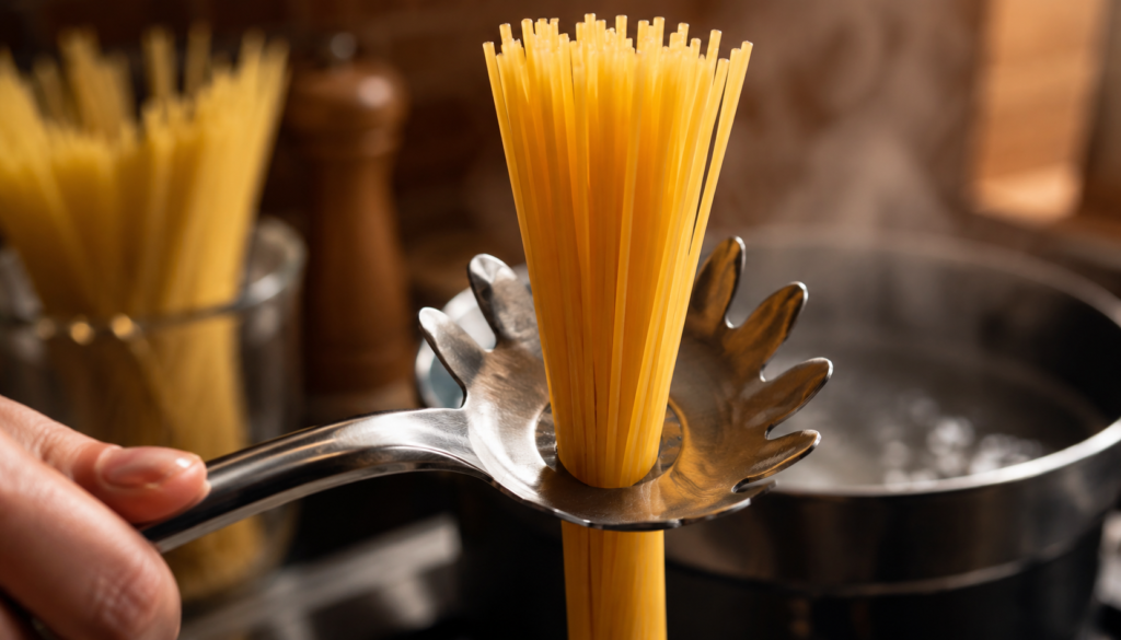 La función secreta del agujero en la cuchara para spaghetti: sirve para medir porciones