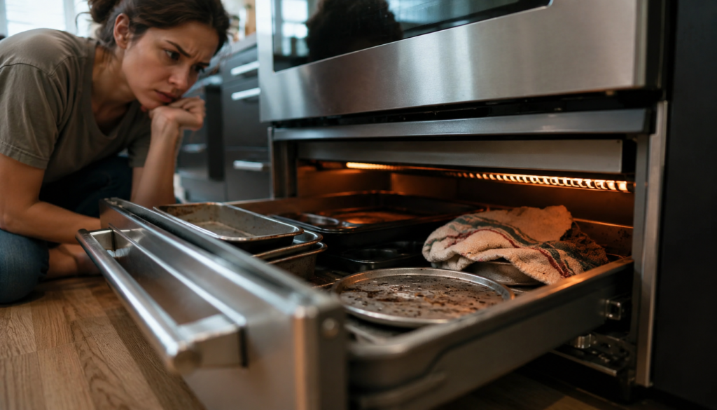 No fue hecho para guardar fuentes: el verdadero uso del cajón de abajo de la cocina