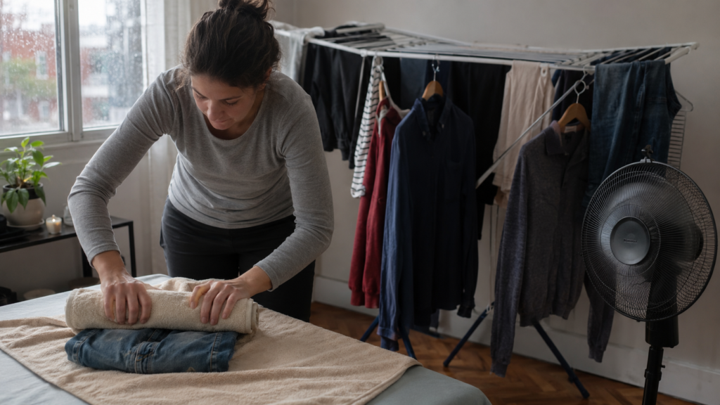 El truco de la toalla y otras técnicas sencillas para secar la ropa rápido dentro de casa cuando llueve