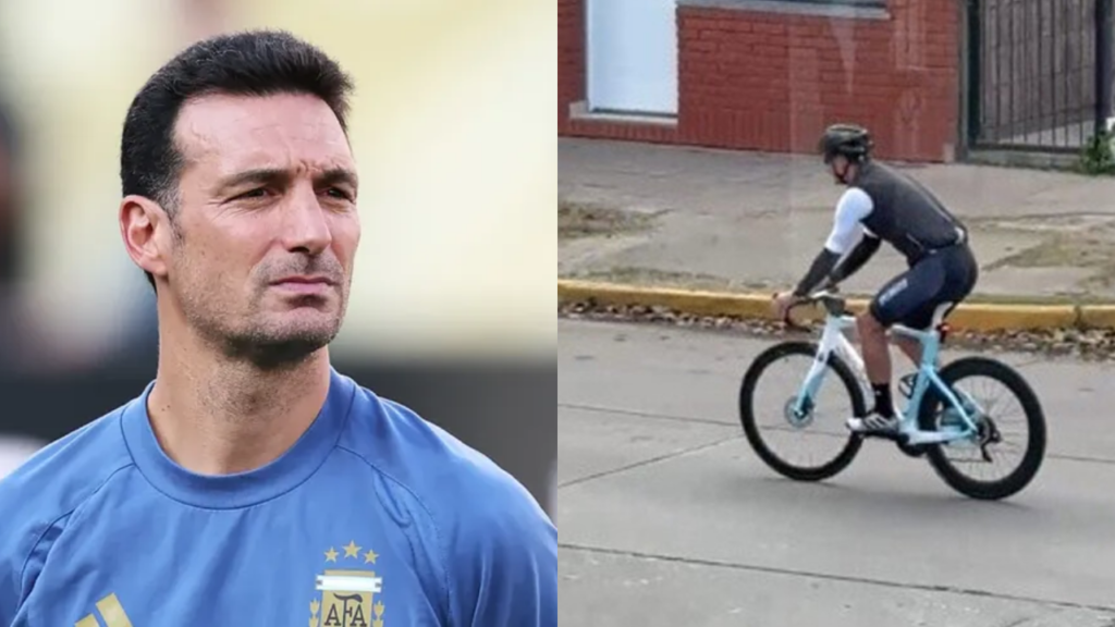Filmaron a Lionel Scaloni en bicicleta por un pueblo de Santa Fe y el video se volvió viral