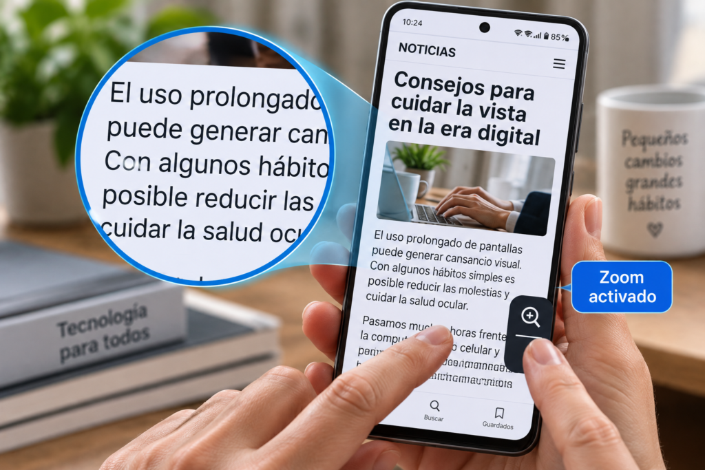 La opción del celular que permite ampliar un texto cuando aparece muy pequeño en pantalla