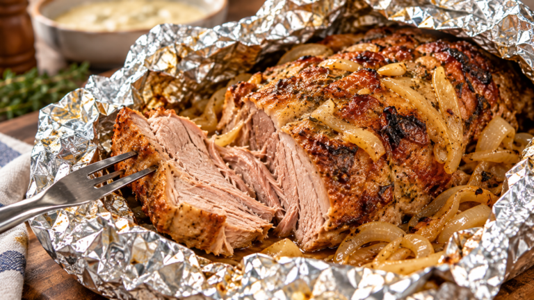 Bondiola de cerdo al horno con papel metalizado y salsa de crema y cebolla: cómo hacerla tierna y jugosa